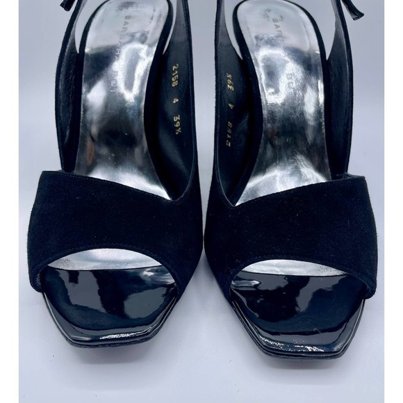 Barbara Bui square toe asymmetrical slingback black suede heels 39.5 - Picture 4 of 9